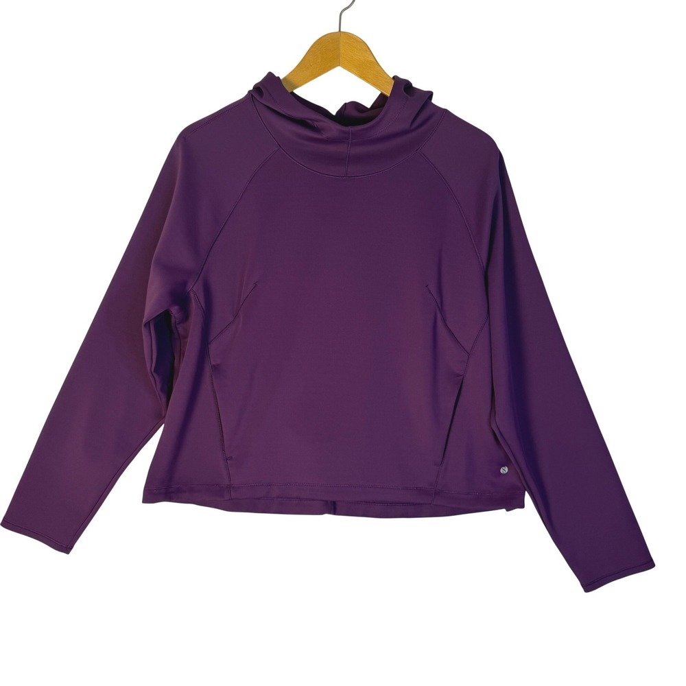 Layer 8 Purple Qwick-Dry Hooded Long Sleeve Athletic Cropped Top Women's M